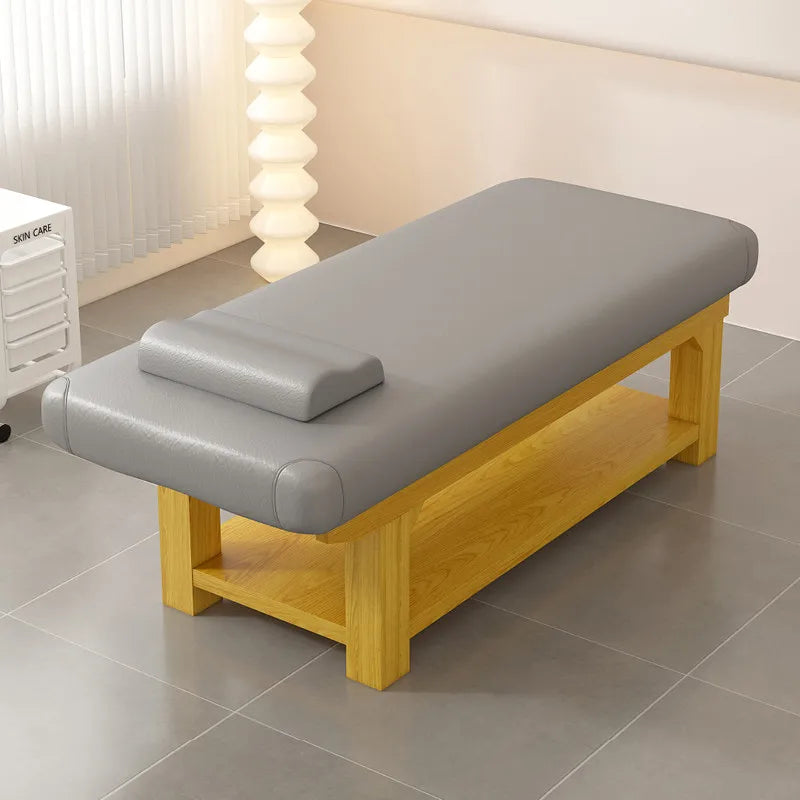 Nordic Cream Style Solid Wood Massage Bed Modern Beauty Salon Massage Bed With Storage Cabinet Salon Furniture Cama Masaje FYMT