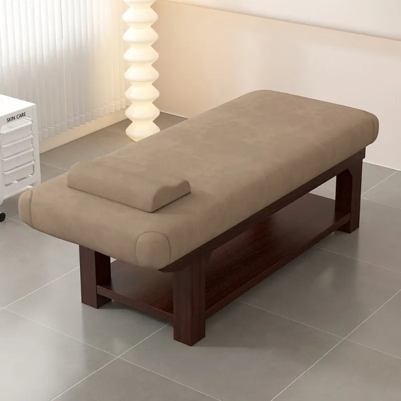 Nordic Cream Style Solid Wood Massage Bed Modern Beauty Salon Massage Bed With Storage Cabinet Salon Furniture Cama Masaje FYMT