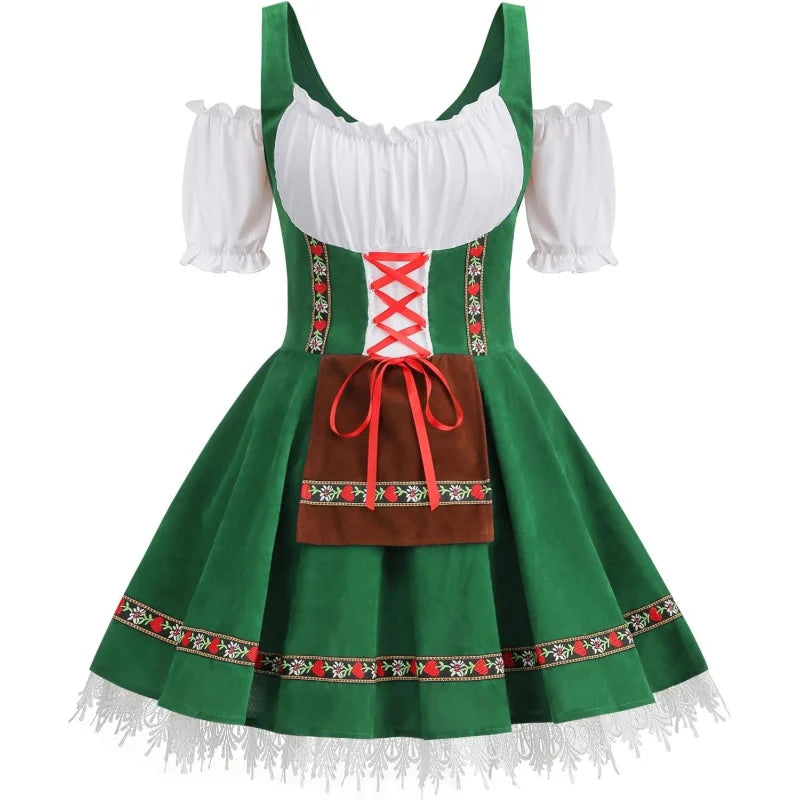 Womens Oktoberfest Costume, Velvet German Bavarian Dress for Halloween Carnival