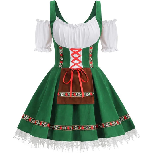 Womens Oktoberfest Costume, Velvet German Bavarian Dress for Halloween Carnival