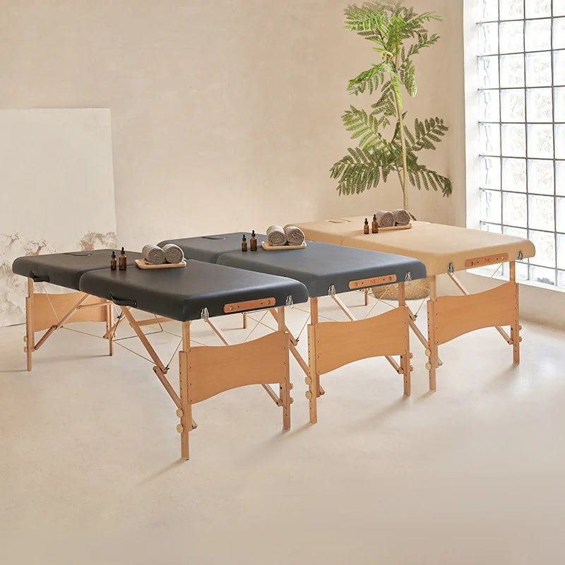 Portable Massage Acupuncture Physical Therapy Tattoo Bed Folding Massage Tables Beauty Salon Furniture Wooden Spa Massage Bed