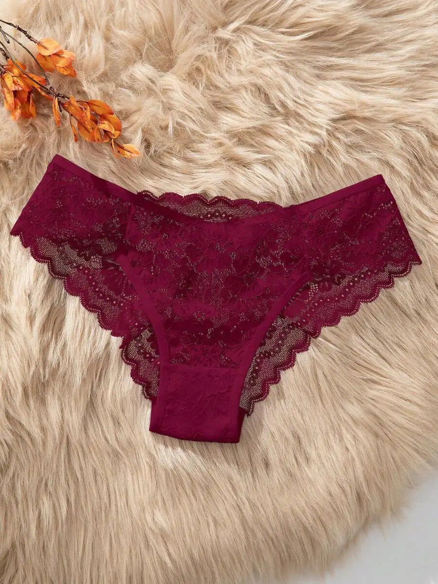 Lace Floral Trim Womens Panties Low Rise Seamless Underwear