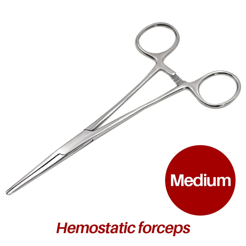 18/16/14cm Stainless Steel Hemostatic Clamp Forceps Surgical Forceps Tool  Hemostatic Forceps Pliers Straight/Elbow Tips