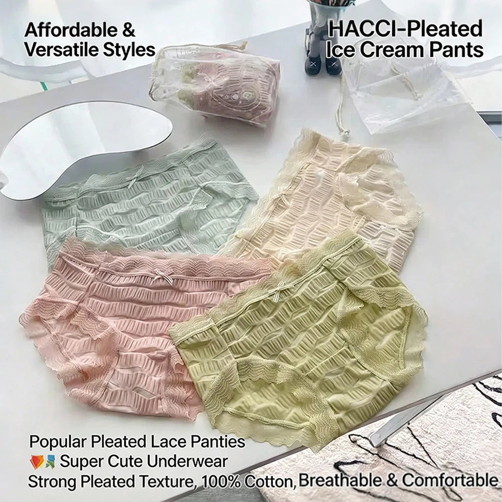 4PCS/set Fashion Female Panties Thin Lingerie Lace Naked Feeling Woman Underwear Women Sexy Underware Briefs Seamless Triangular