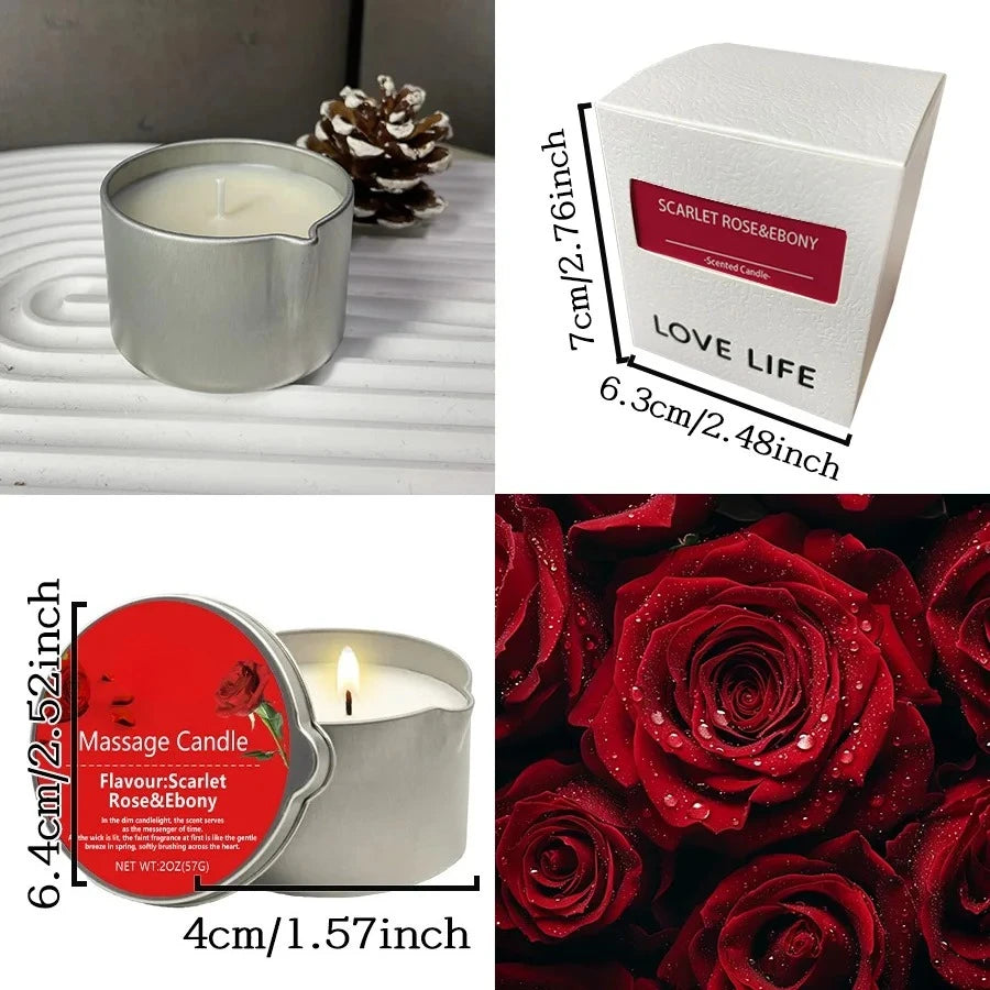 1pc Rose scented Home Body Oil aromatherapy Candle,Massage Oil Candle /2oz Massage Oil Candle forPure Relaxation and Home SPA