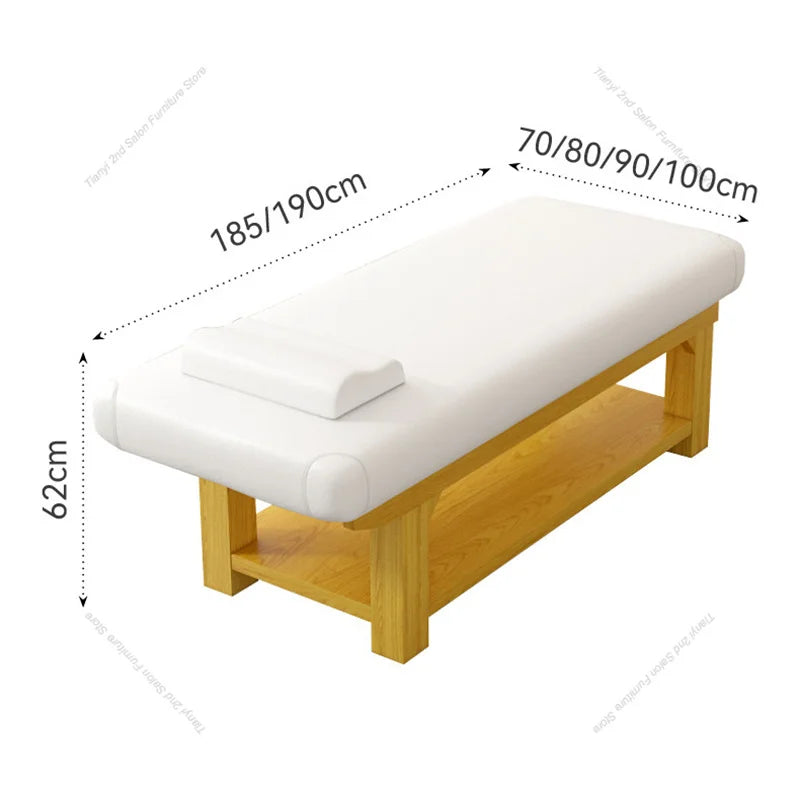 Nordic Cream Style Solid Wood Massage Bed Modern Beauty Salon Massage Bed With Storage Cabinet Salon Furniture Cama Masaje FYMT