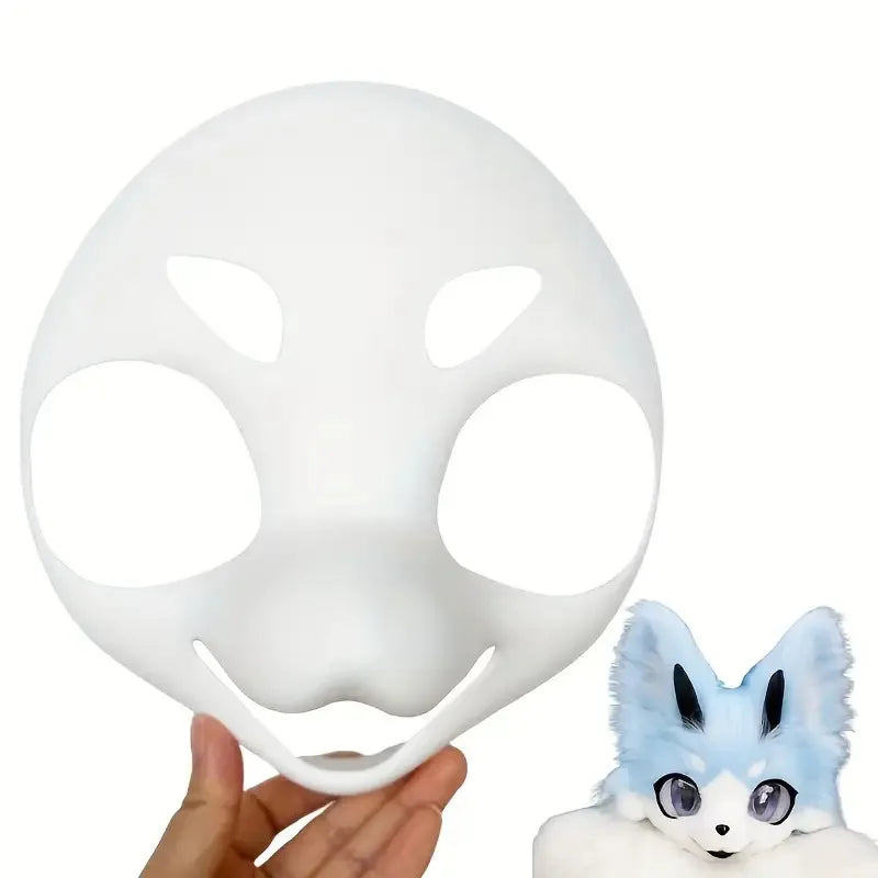 1 piece Japanese style furry mask base - white, cute pet design, suitable for anime exhibitions, Halloween, Christmas costumes (without accessories), anime masks | Humorous design | Smooth texture, anime accessories