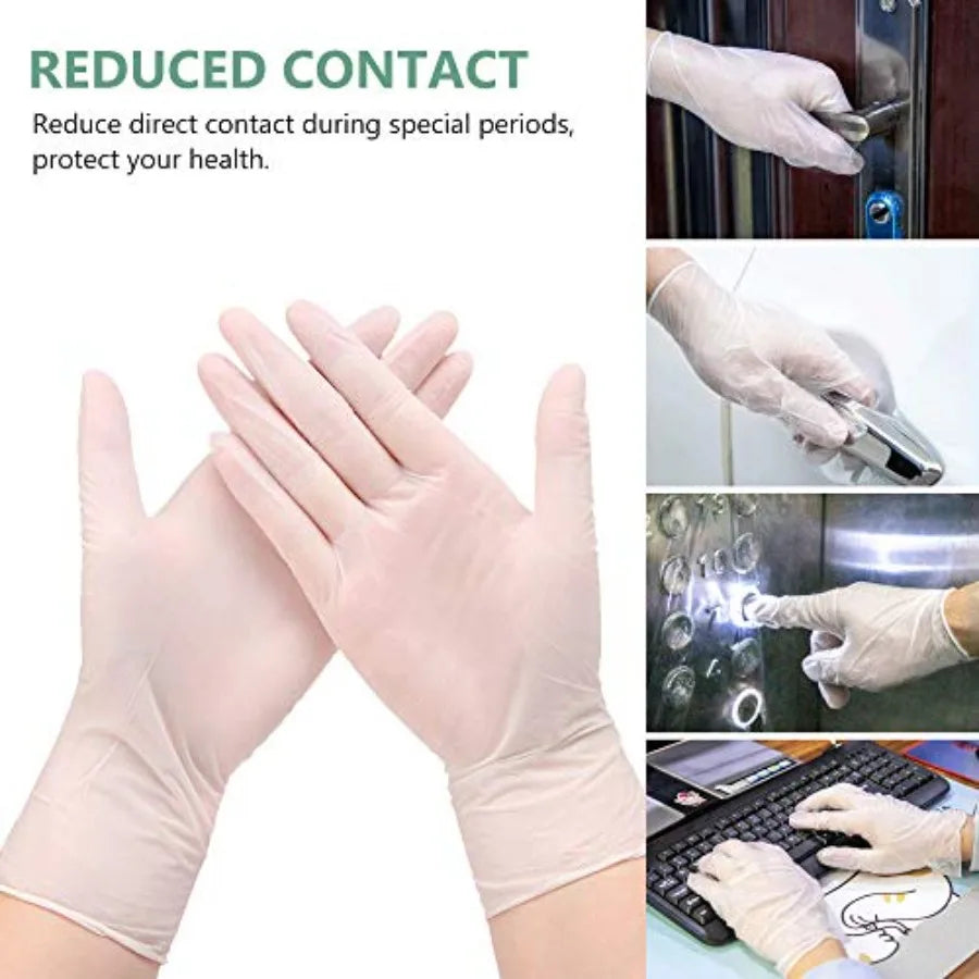 Disposable Gloves, 100 Count 4 mil Clear Vinyl Gloves Latex Free Powder-Free Health Glove Cleaning Rubber Glove for Kitchen Coo