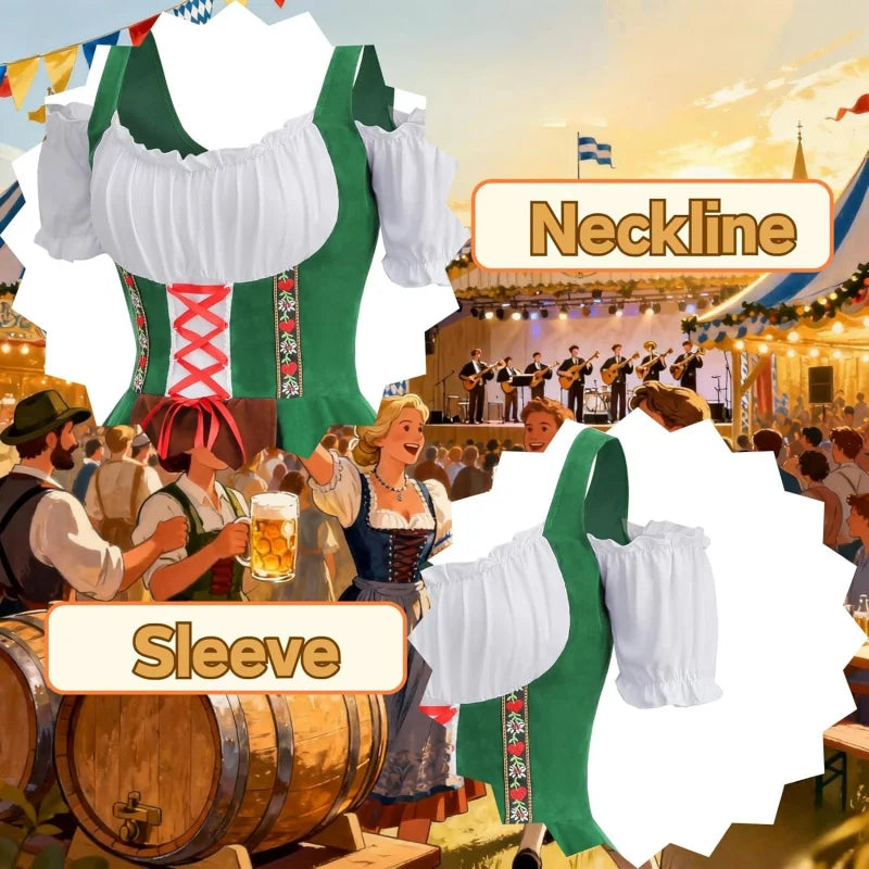 Womens Oktoberfest Costume, Velvet German Bavarian Dress for Halloween Carnival