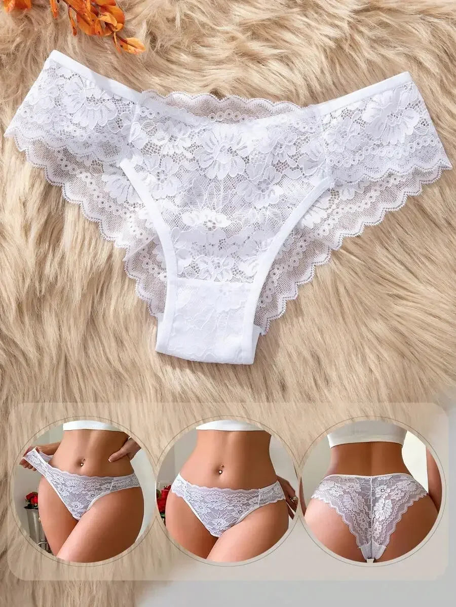 Lace Floral Trim Womens Panties Low Rise Seamless Underwear