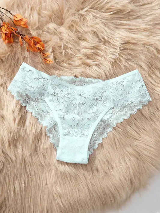 Lace Floral Trim Womens Panties Low Rise Seamless Underwear