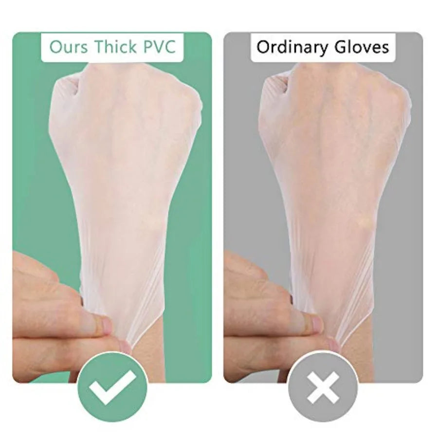 Disposable Gloves, 100 Count 4 mil Clear Vinyl Gloves Latex Free Powder-Free Health Glove Cleaning Rubber Glove for Kitchen Coo