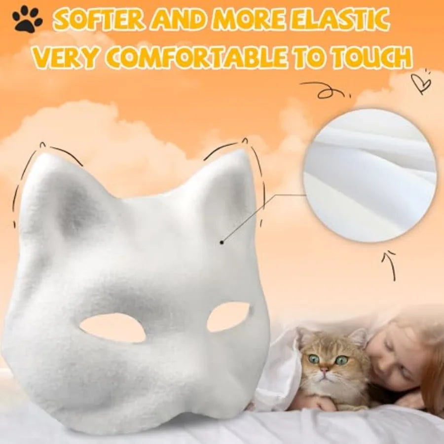 DIY Cat Masks Kit - Blank Therian Masks Set - DIY Animals Fox Mask for Christmas Halloween Masquerade Cosplay Party