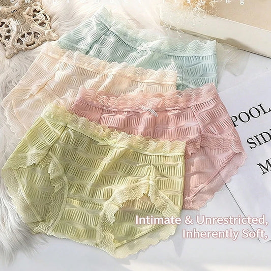4PCS/set Fashion Female Panties Thin Lingerie Lace Naked Feeling Woman Underwear Women Sexy Underware Briefs Seamless Triangular