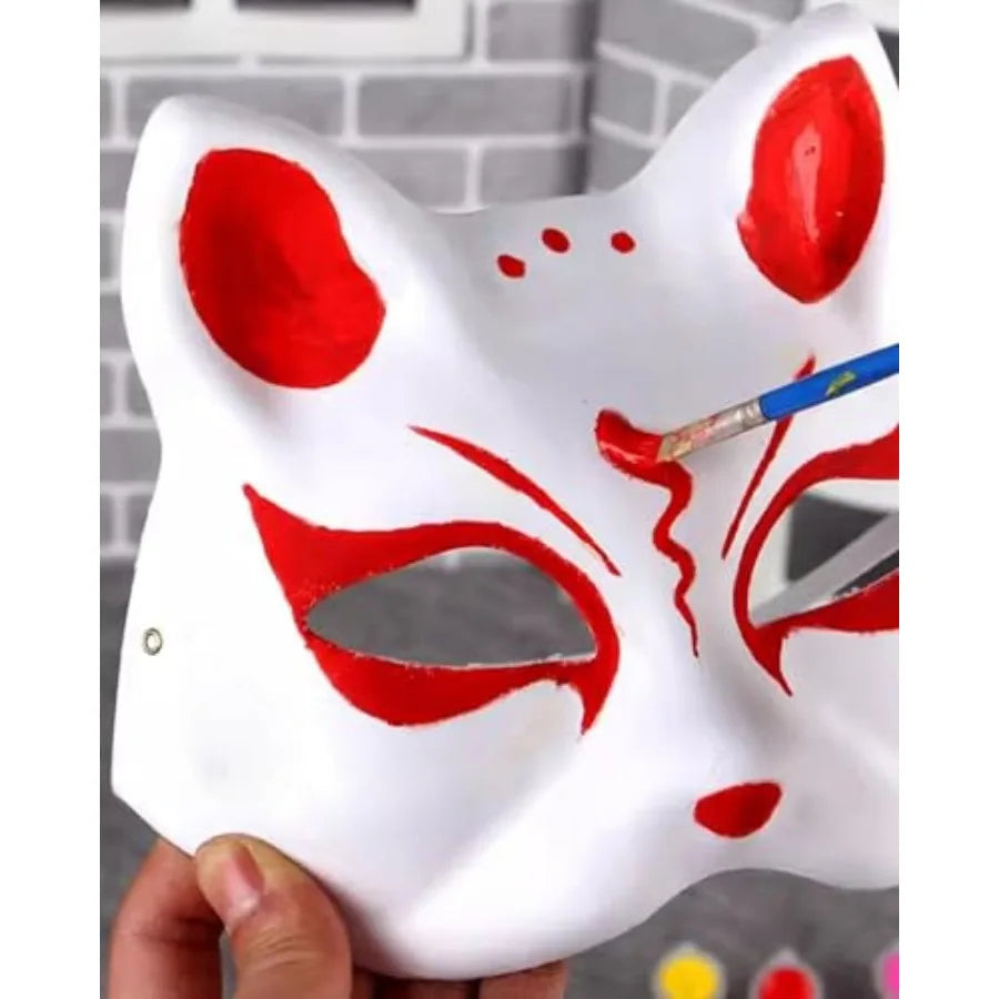 XIPEGPA Therian Masks White Paper Cat Masks to Painted Animal Cosplay Facemask Masquerade Mask Costume Prop for DIY Painting