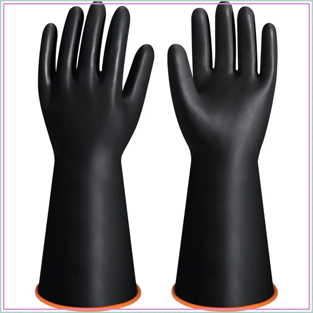 14" XL Heavy Duty Latex Gloves, Chemical Resistant, Reusable Long Rubber Gloves for Dishwashing, Forearm Protection, Waterproof, Acid Alkali Oil Proof