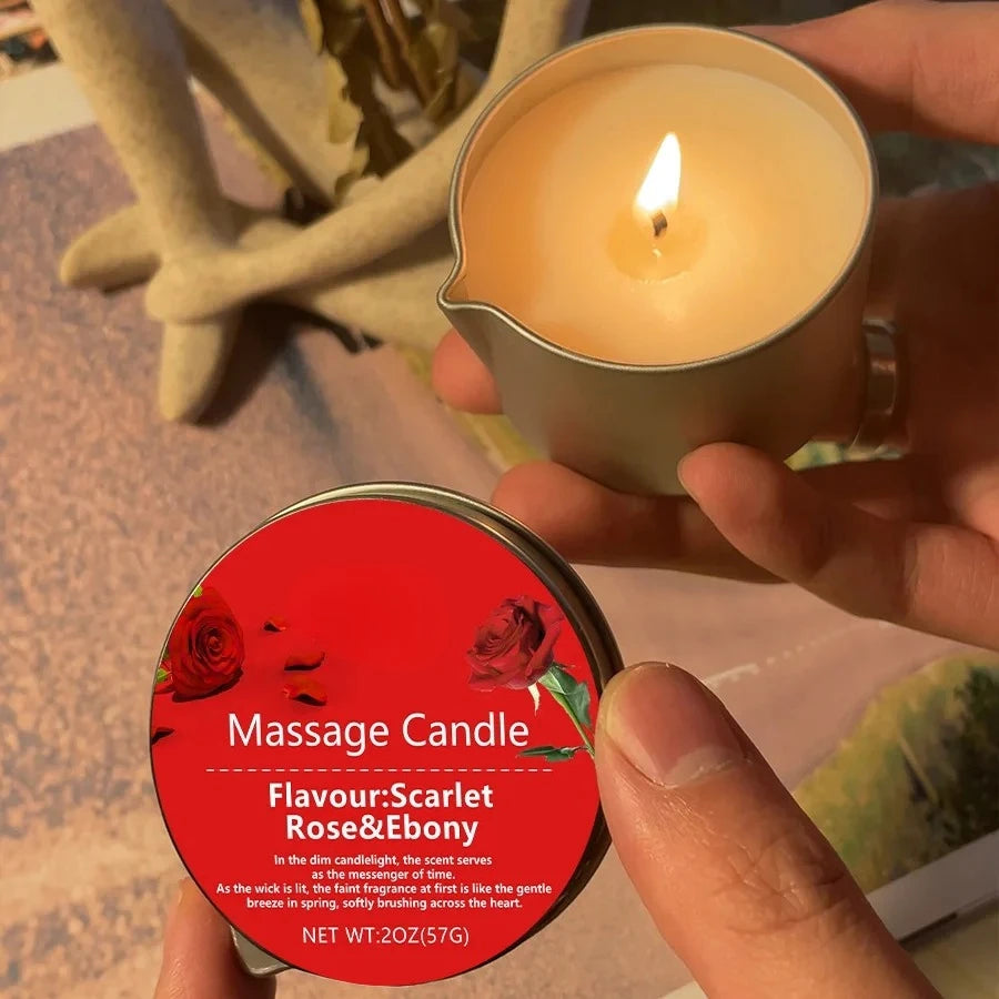 1pc Rose scented Home Body Oil aromatherapy Candle,Massage Oil Candle /2oz Massage Oil Candle forPure Relaxation and Home SPA