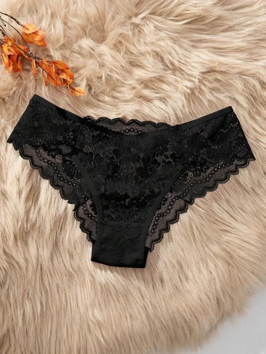 Lace Floral Trim Womens Panties Low Rise Seamless Underwear