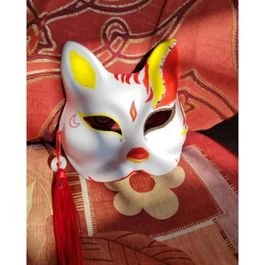 XIPEGPA Therian Masks White Paper Cat Masks to Painted Animal Cosplay Facemask Masquerade Mask Costume Prop for DIY Painting
