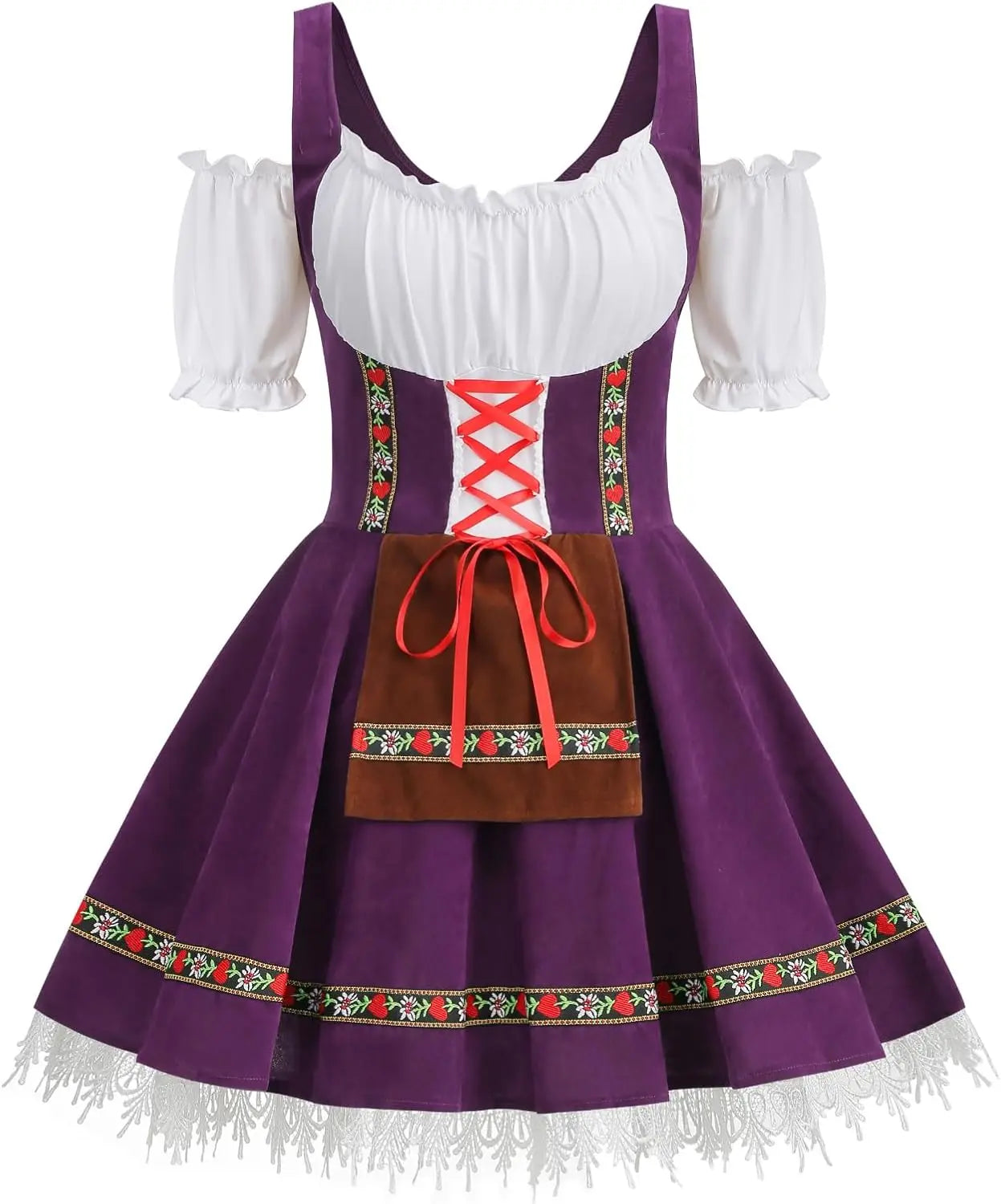 Womens Oktoberfest Costume, Velvet German Bavarian Dress for Halloween Carnival