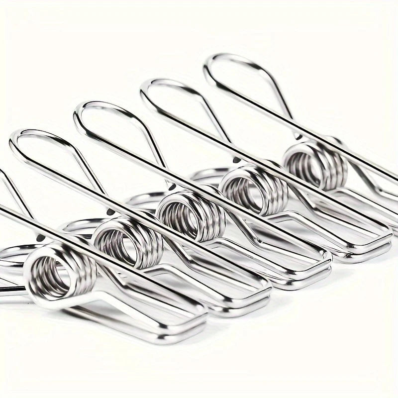 20pcs Stainless Steel Clothes Pins, Durable Clothes Pegs, Multi-Purpose Metal Wire Utility Clips For Laundry Home Kitchen