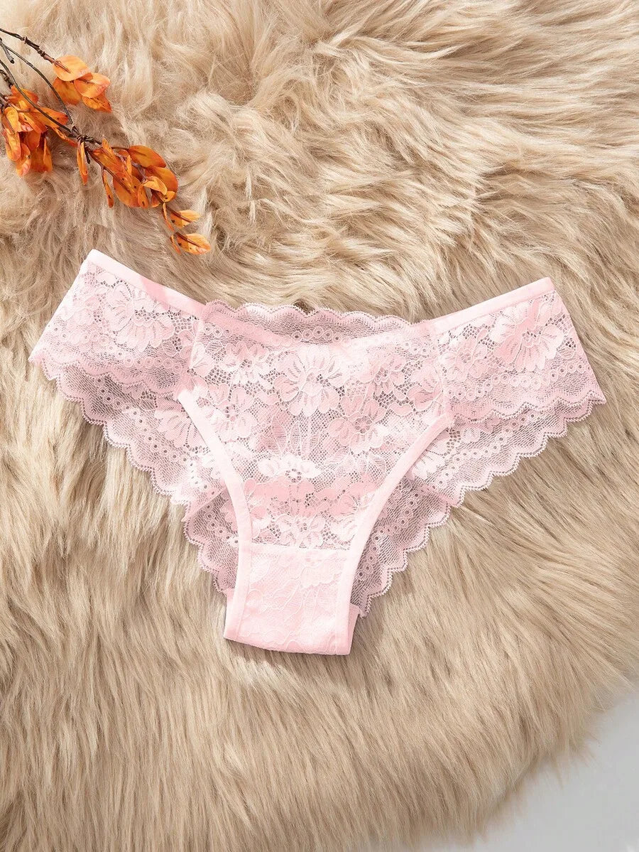 Lace Floral Trim Womens Panties Low Rise Seamless Underwear