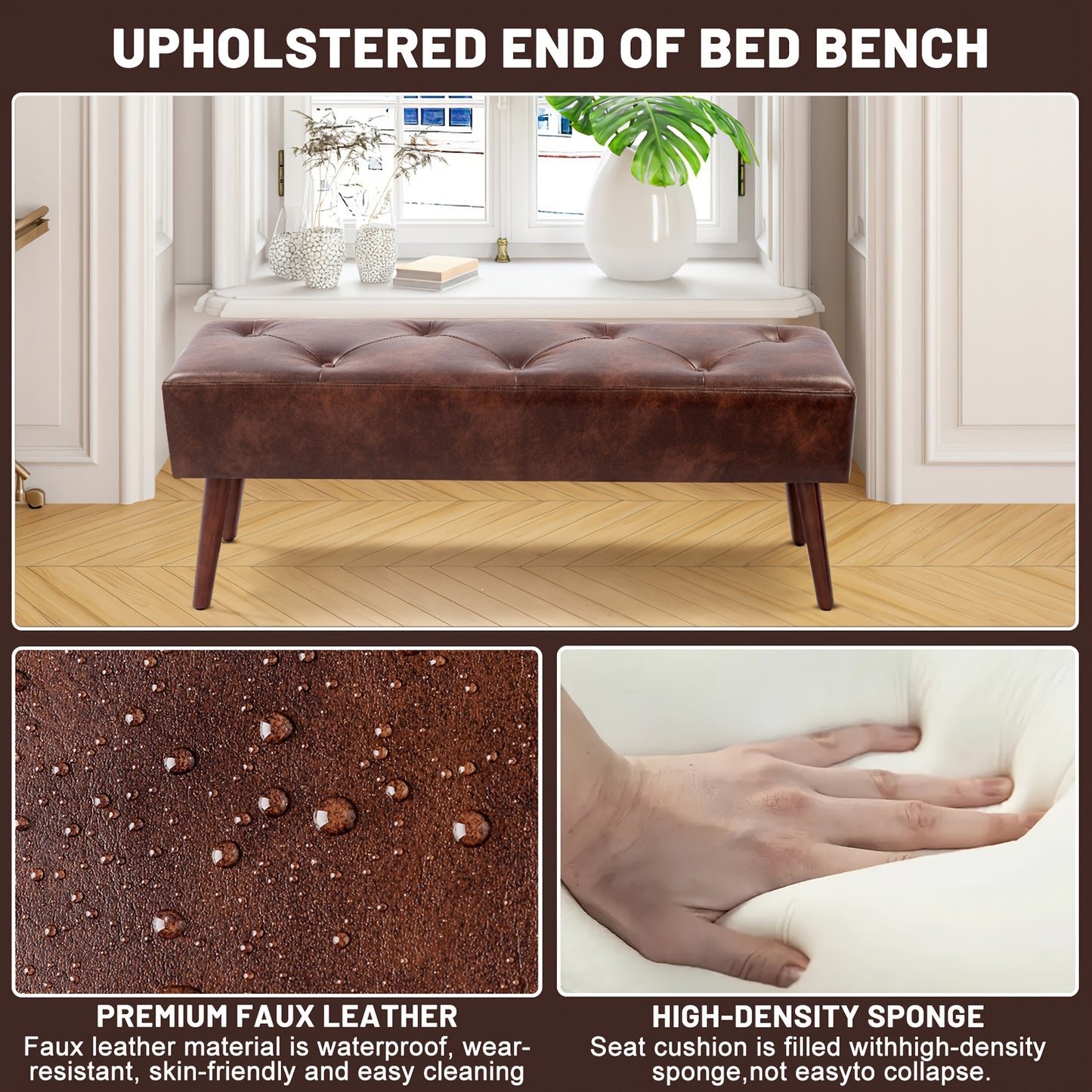 FURNIMART PU Bench With Padded Surface For Safe Home Use