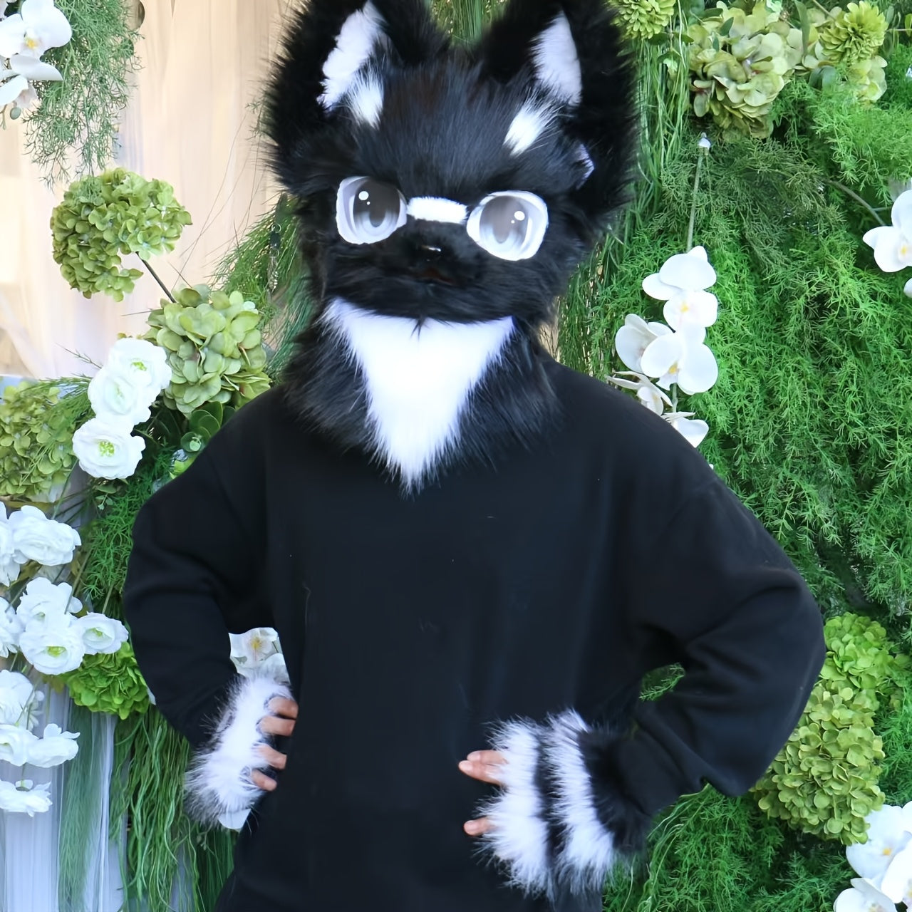 Furry Cat Head Mask Fursuit For Halloween Cosplay Costume Prop