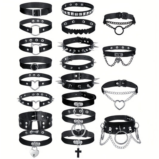 DREYOO Gothic Spiked Choker Necklace Set With Rivets