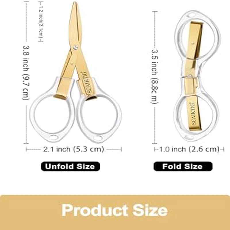 Folding Travel Scissors With Safety Lock And Golden-Titanium Coated Blades