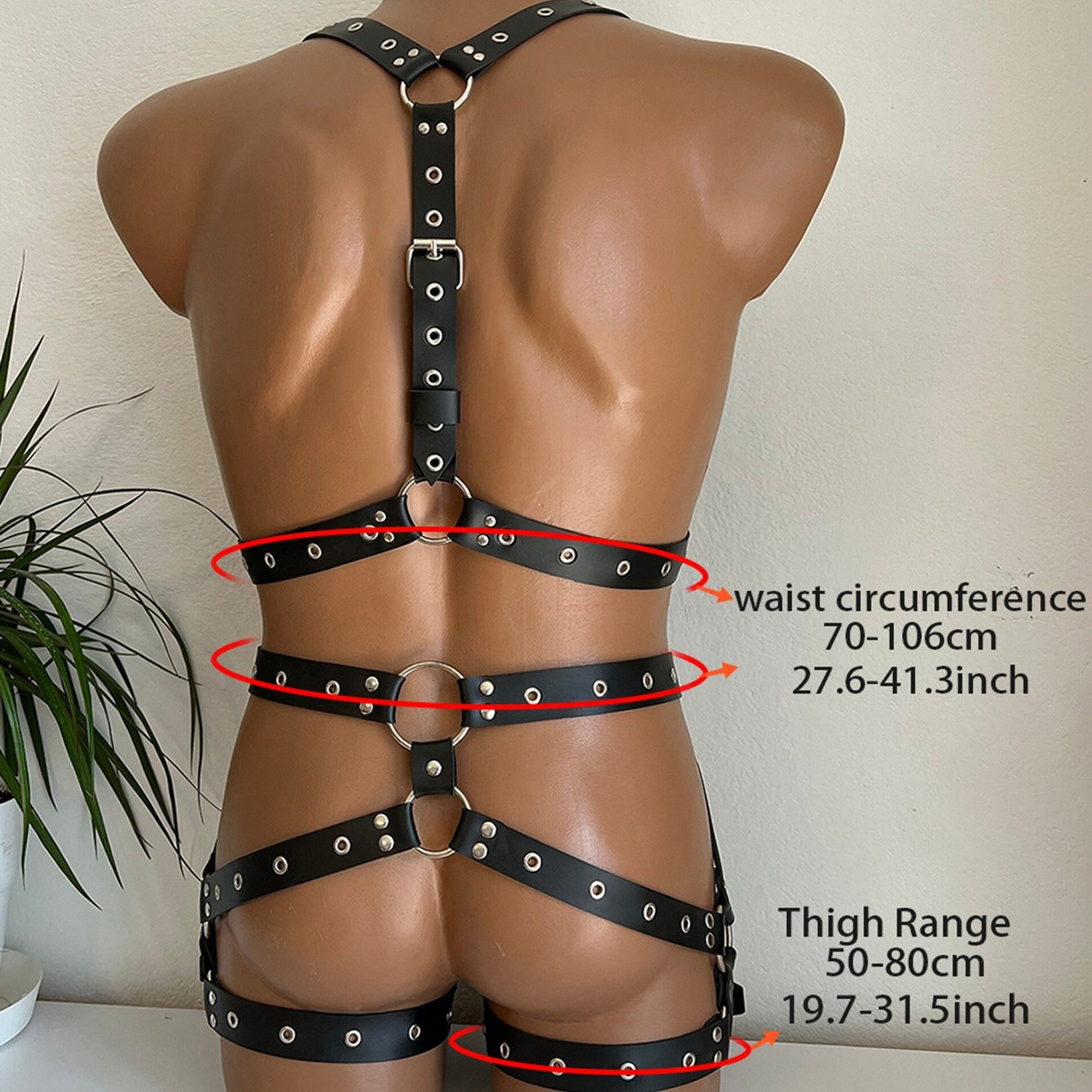 Men's Gothic Waist Cincher Harness With Leg Straps Y2K Style