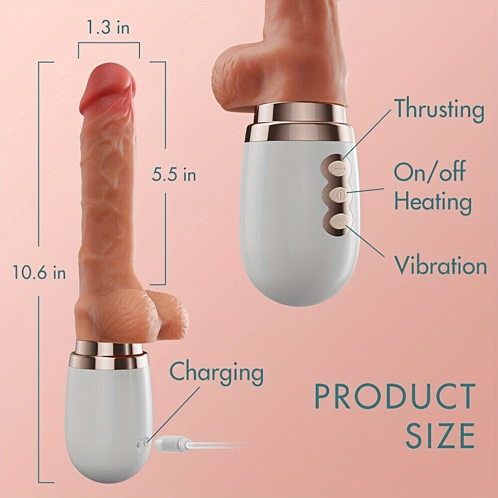 Heating Telescopic Thrusting Vibrating Dildo With Remote Control