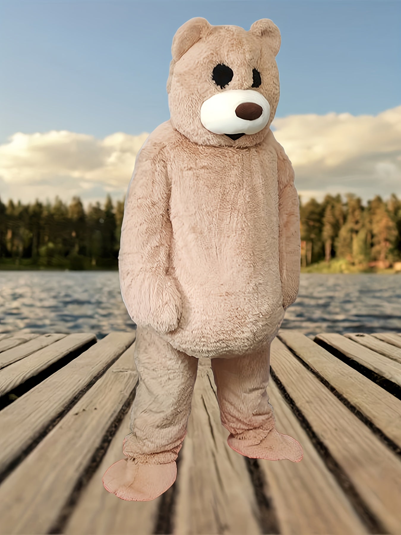 Teddy Bear Mascot Costume Hooded Full Zip Outfit