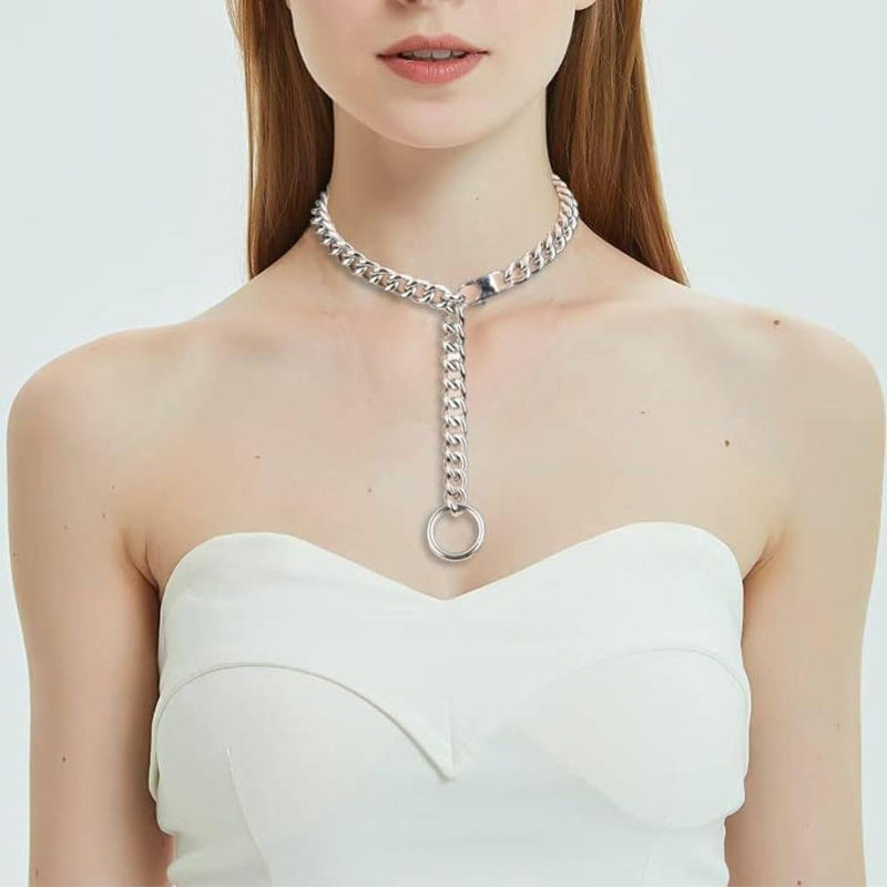 SM Collar And Leash With Chain For Bondage Restraints