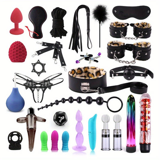 Leather Bondage Kit 30pc Restraints Set for Couples