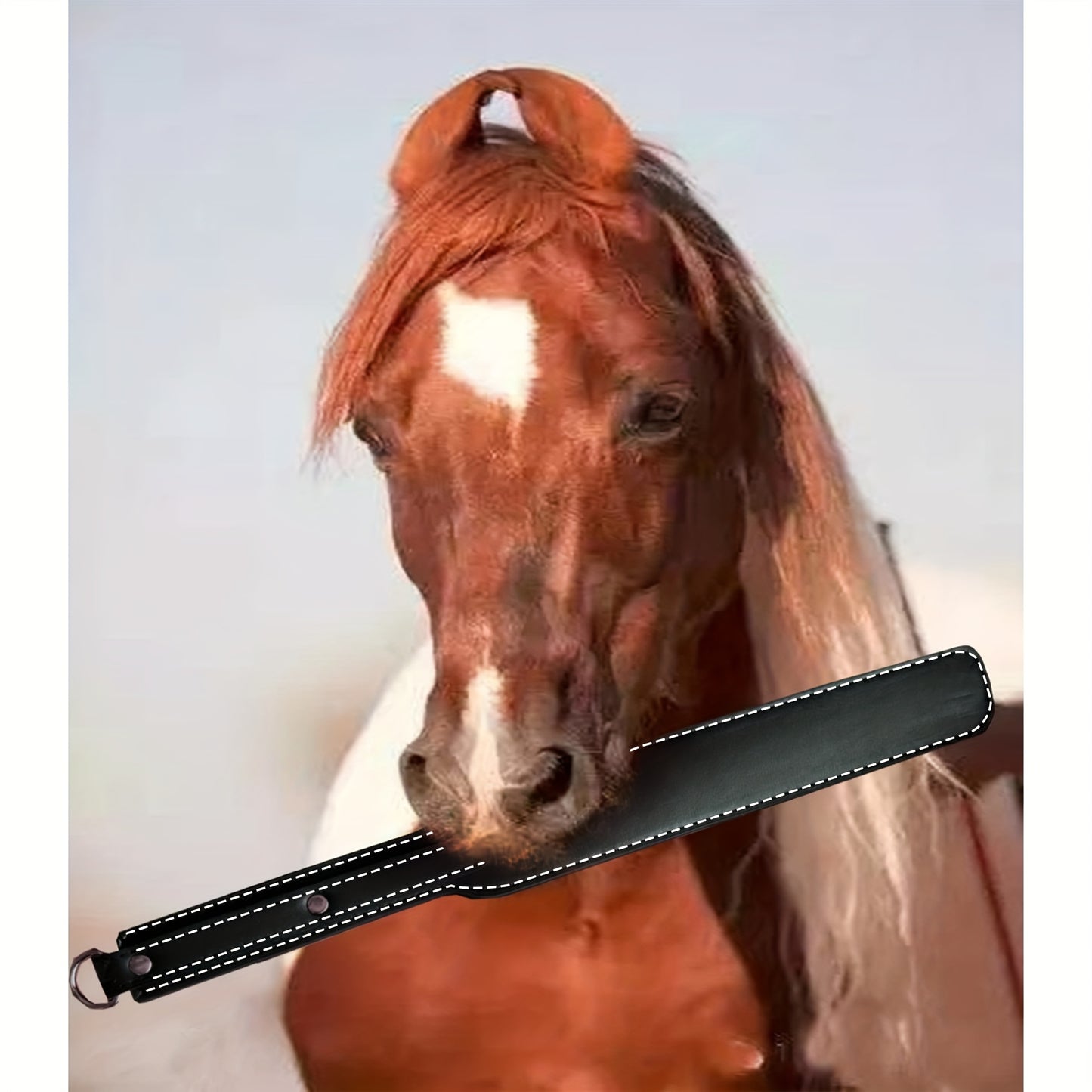 Horse Training Crop With Stainless Steel Handle Faux Leather Paddle