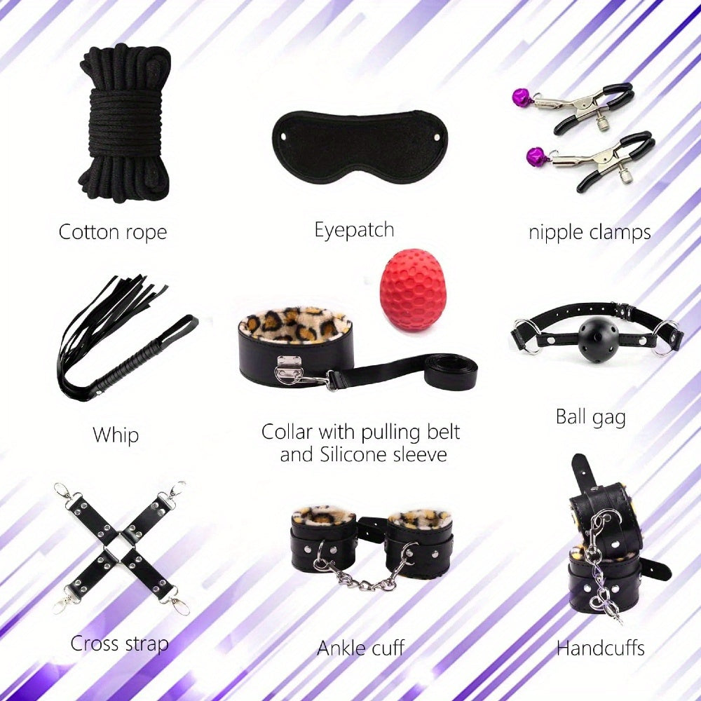 Leather Bondage Kit 30pc Restraints Set for Couples