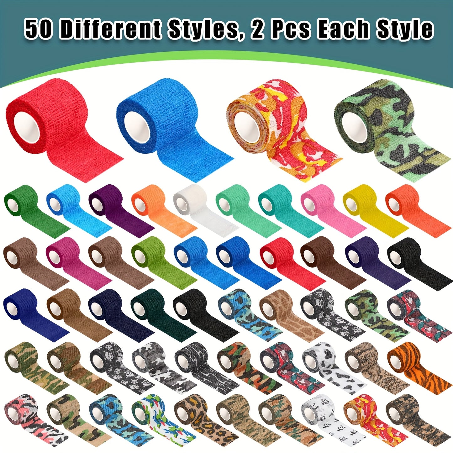 OUTUS 100 Rolls Self Adhesive Bandage Wrap Cohesive Non Woven Medical