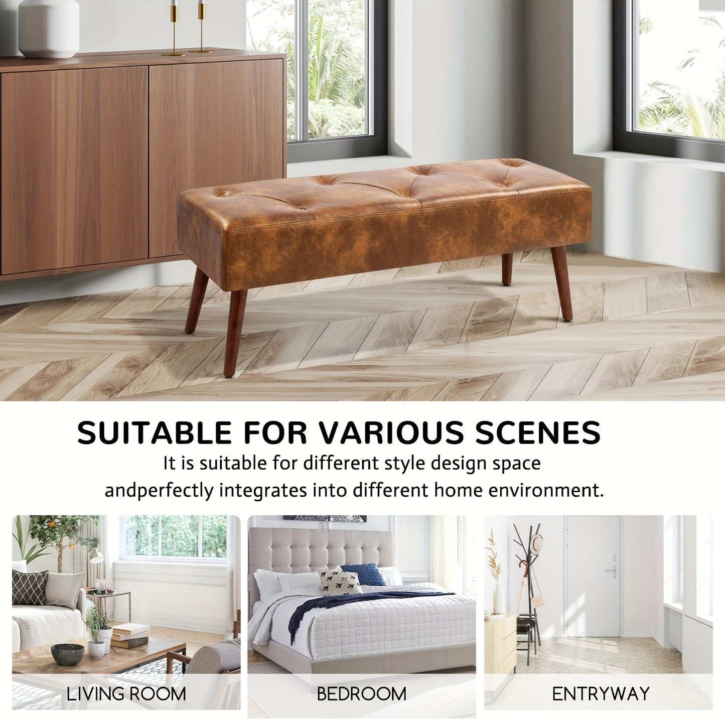 FURNIMART PU Bench With Padded Surface For Safe Home Use