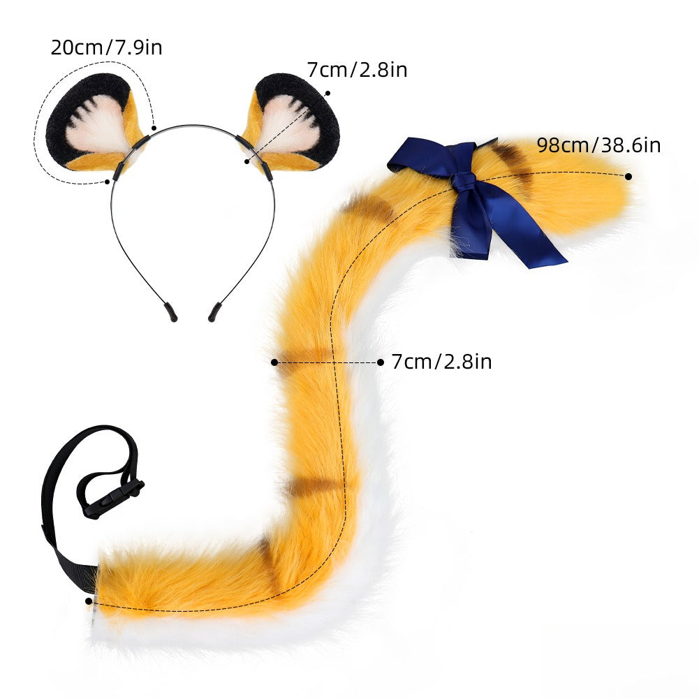 Jufufu Fox Cosplay Costume Set With Plush Ears Tail Bow