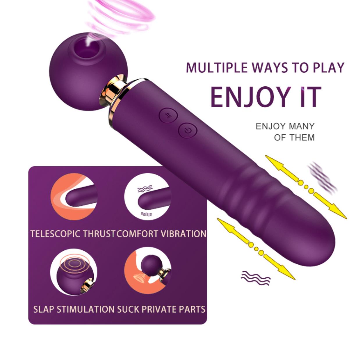 Rechargeable G-Spot Wand Vibrator Massager For Women 3 In 1 Silicone