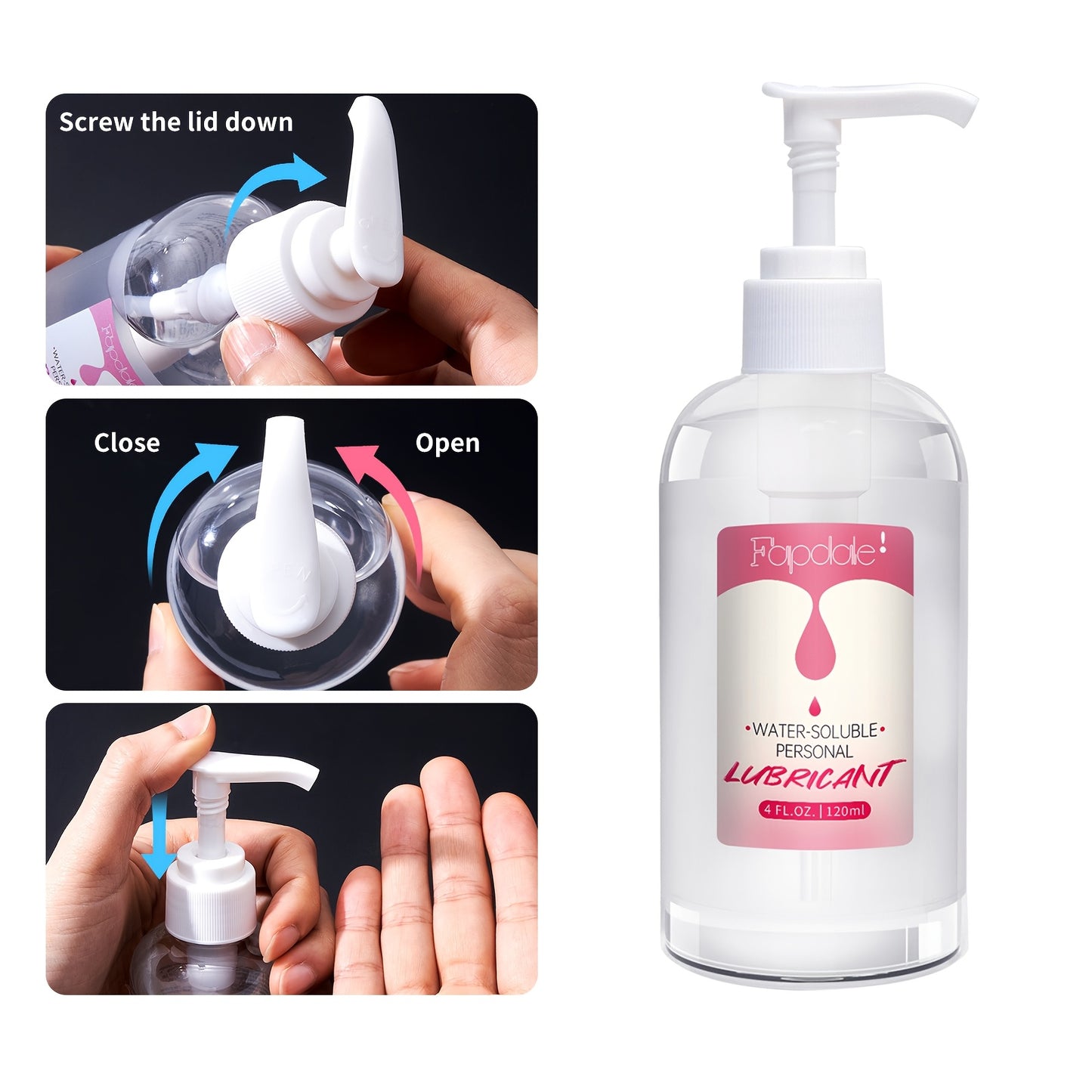 FAPDALE Water Based Lubricant 4 Pack With Pump Head For Couples