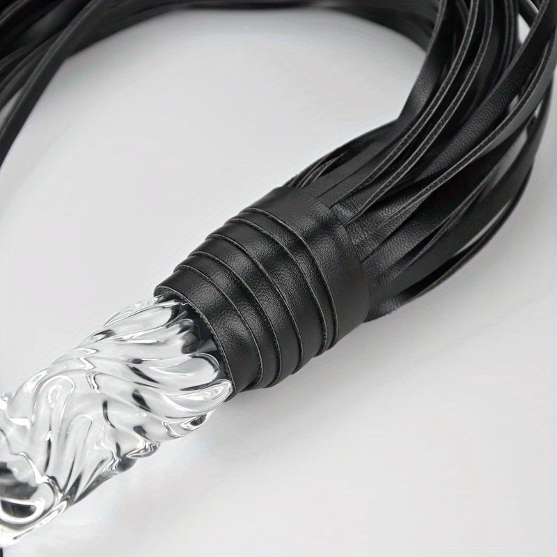 Leather Whip with Pleasure Wand & Tip - for SM/ Anal Sex/ Masturbation