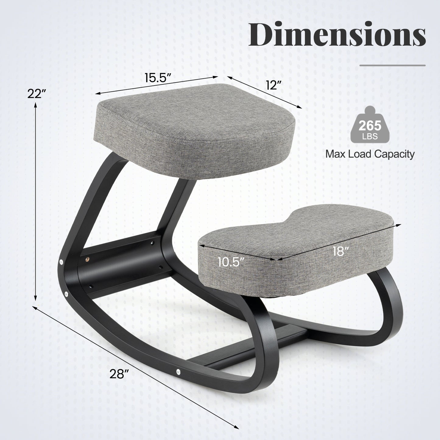 GYMAX Ergonomic Kneeling Chair With Padded Cushion Rocking Knee Support