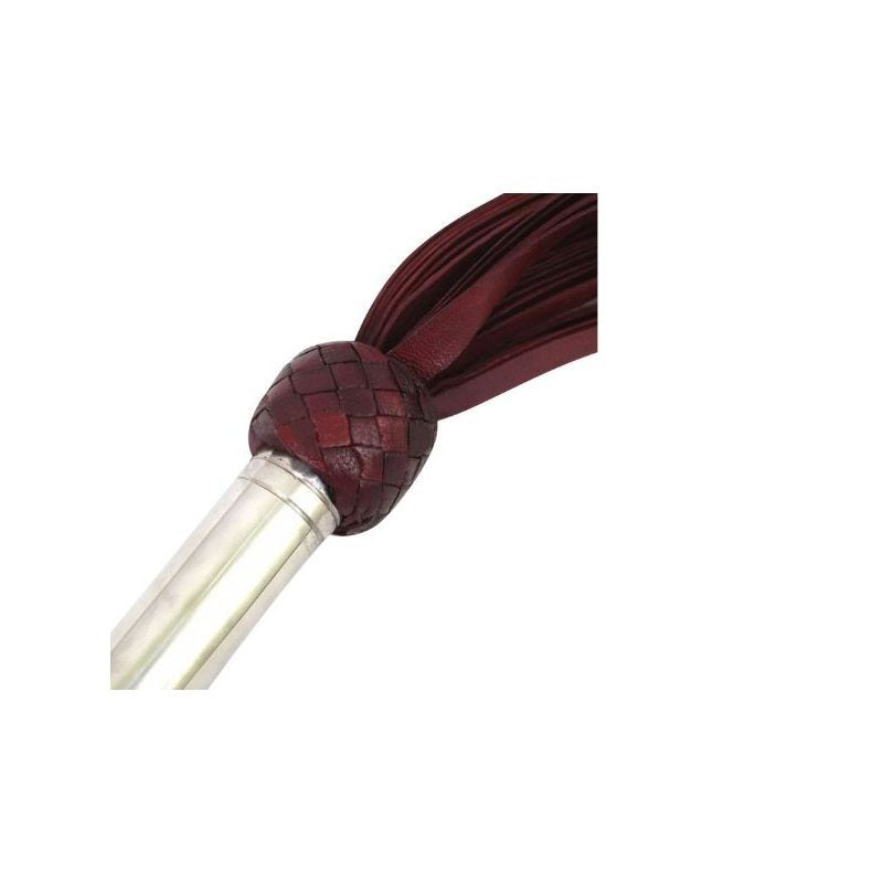 Genuine Cowhide Leather Flogger with Heavy Duty 50 Falls Handmade Thick Cow Skin Whip with Steel Handle for Role Play, Cosplay and Performance Use