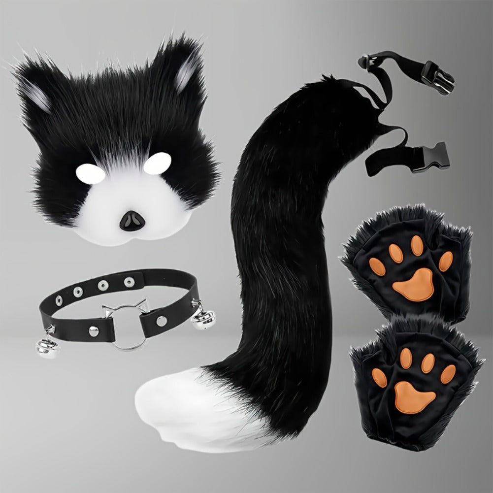 Complete Fox Costume Set With Realistic Mask And Plush Tail