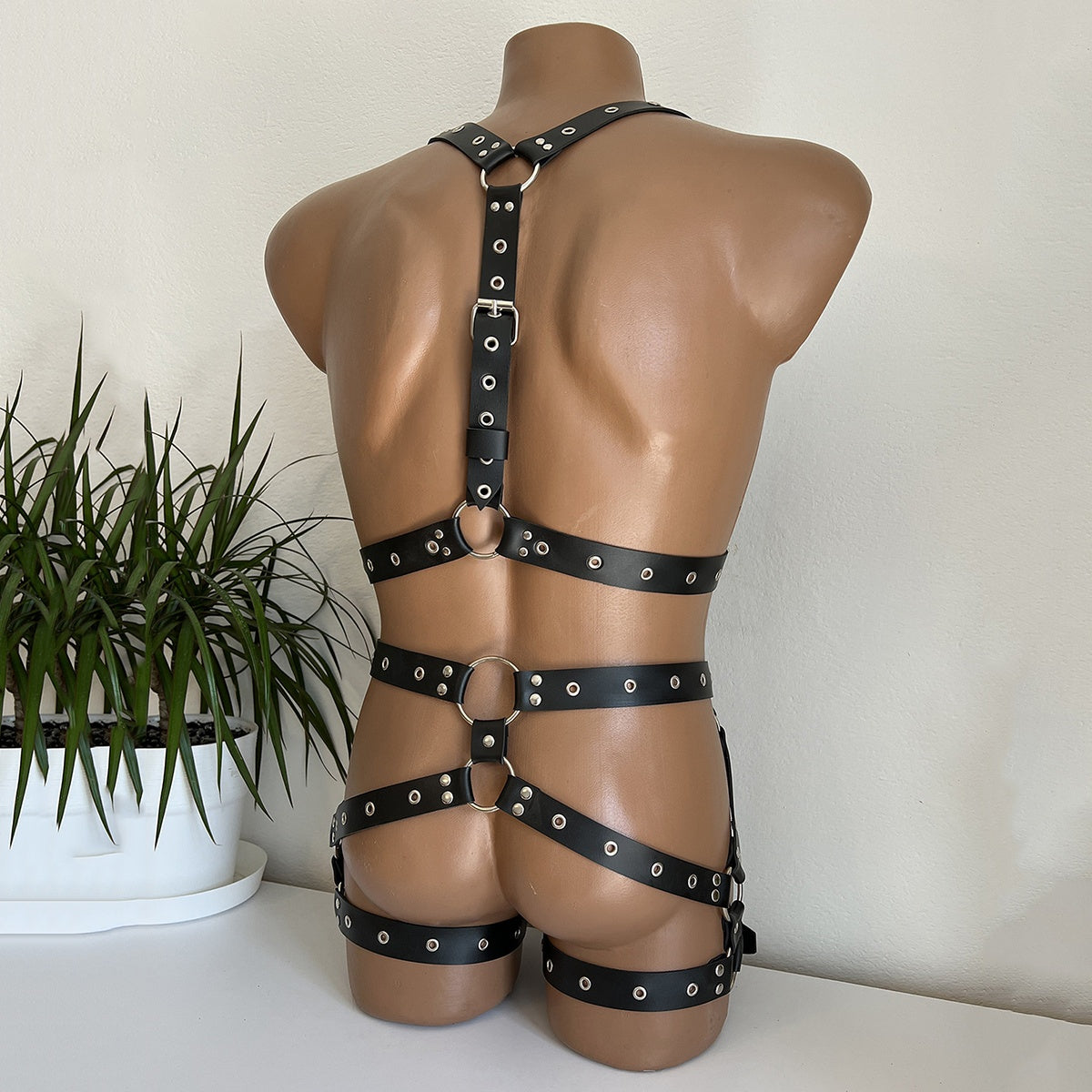 Men's Gothic Waist Cincher Harness With Leg Straps Y2K Style