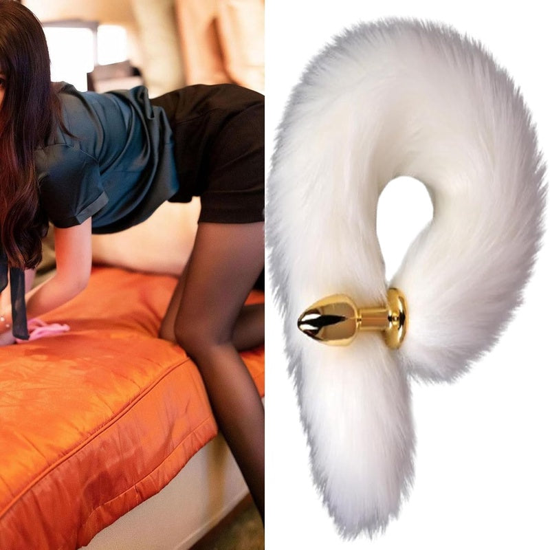 Faux Fur Tail Butt Plug With Stainless Steel Tip
