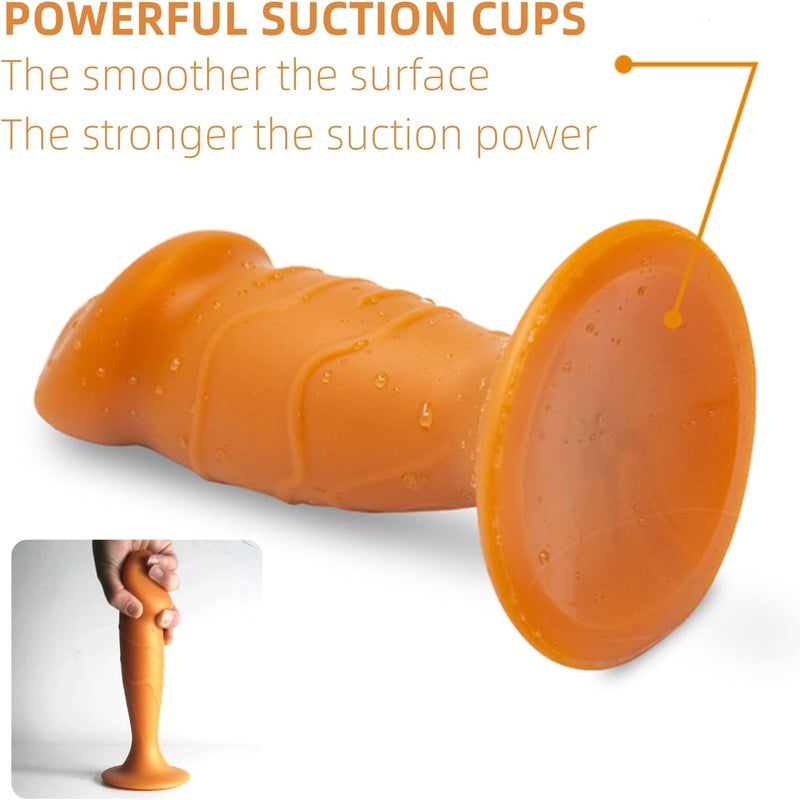 Dildo - Super Soft Anal Plug | Flexible Liquid Butt Plug, Prostate Massage, Vagina G-Spot Dildo, Anal Trainer Kit for Male and Female Beginners, Golden - Small