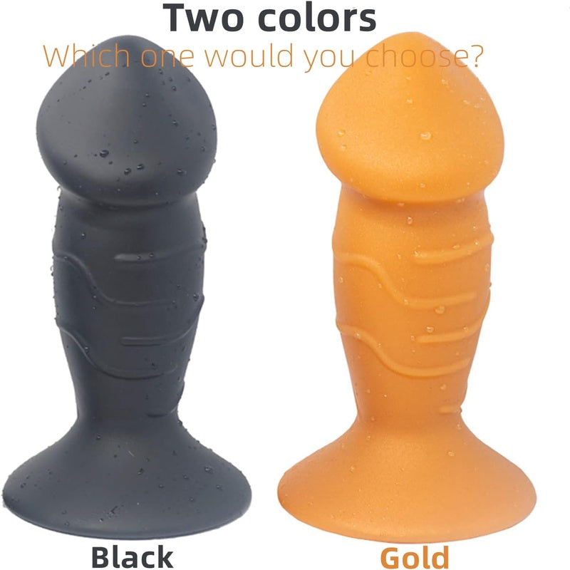 Dildo - Super Soft Anal Plug | Flexible Liquid Butt Plug, Prostate Massage, Vagina G-Spot Dildo, Anal Trainer Kit for Male and Female Beginners, Golden - Small